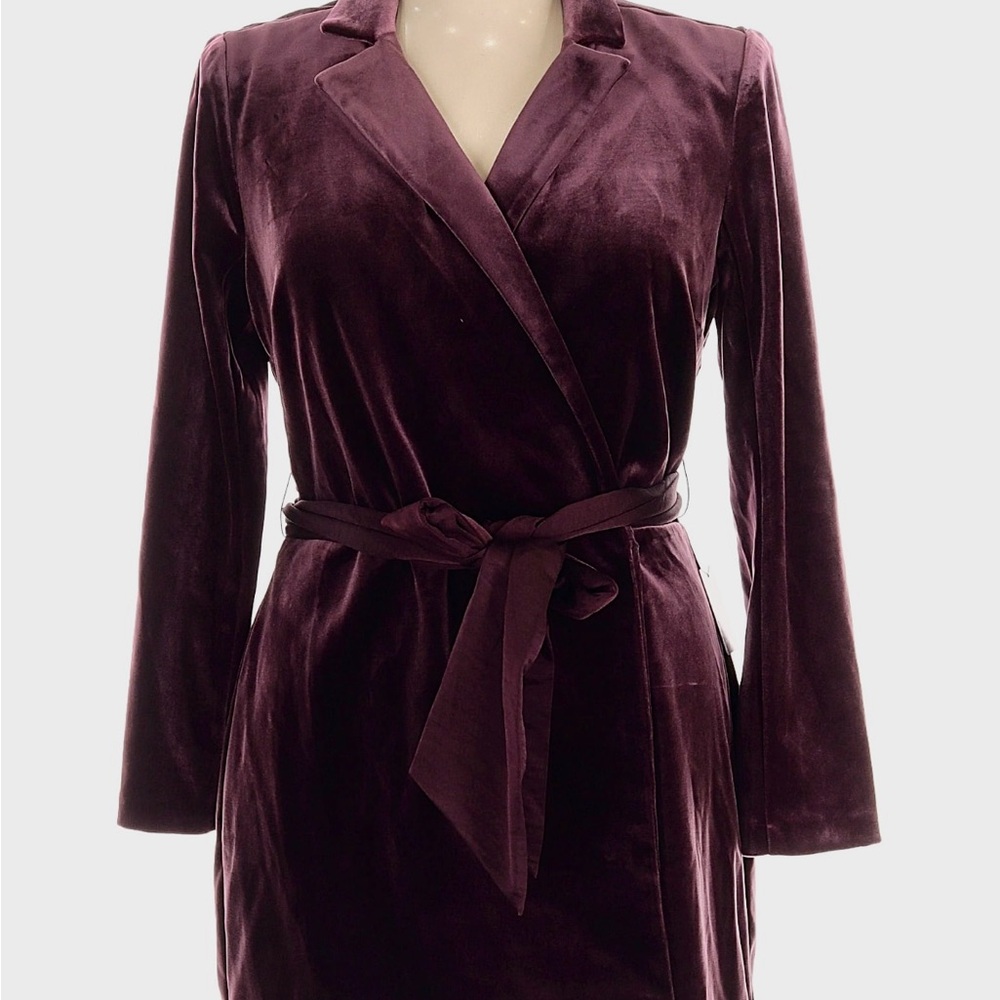 Express Deep Purple Velvet Robe - Picture 3 of 5